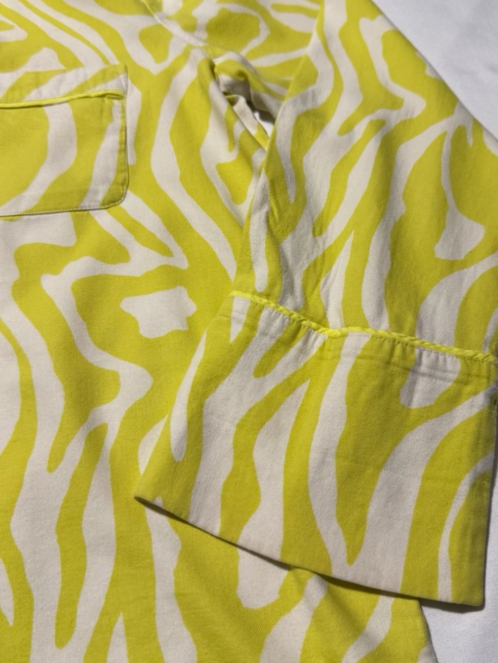 Anthropologie 2-piece Pajama Set Yellow White Zebra Print Button Top & Pants SzM - Picture 4 of 13